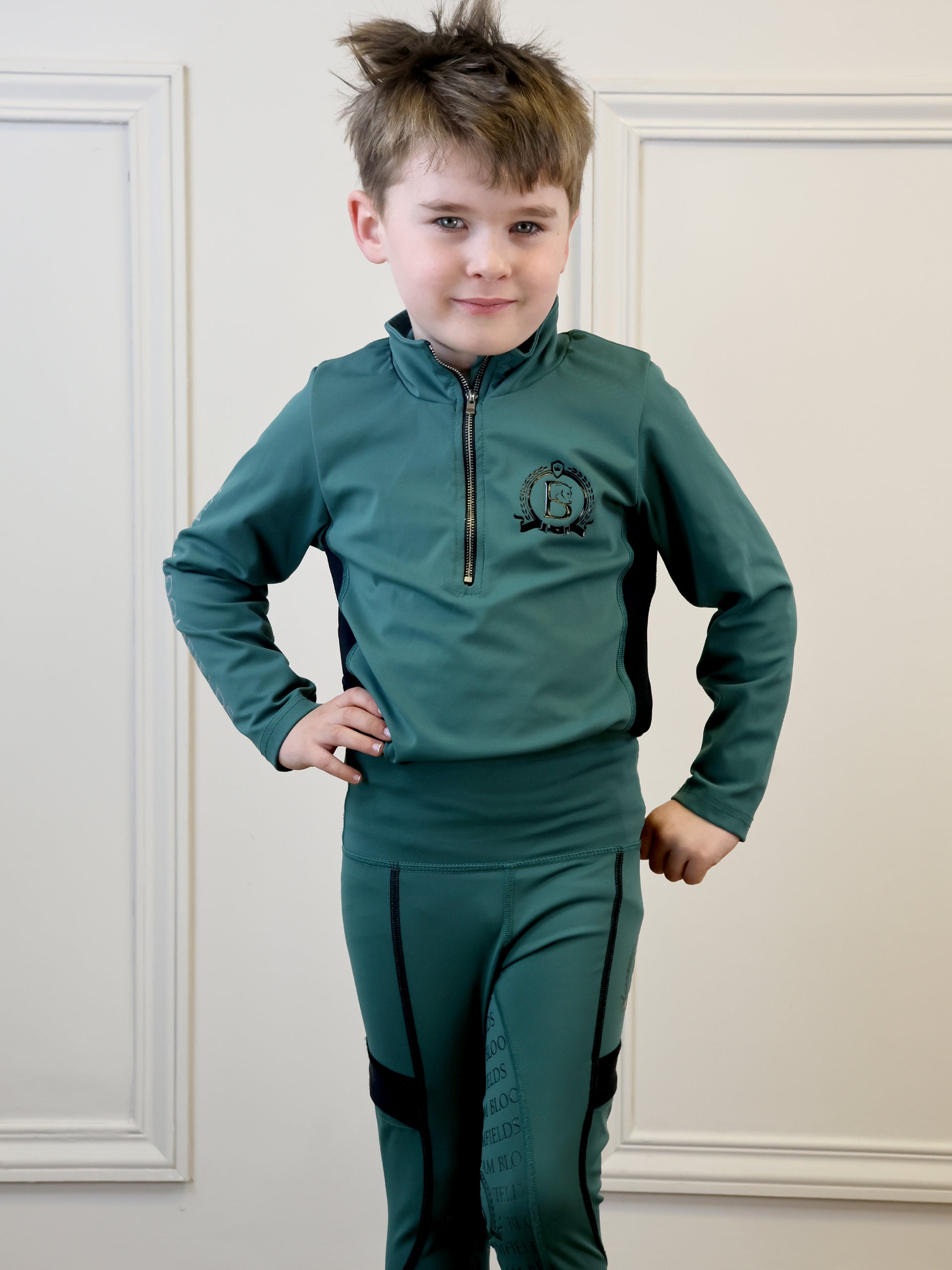 Kids Forest Green with Black Leggings