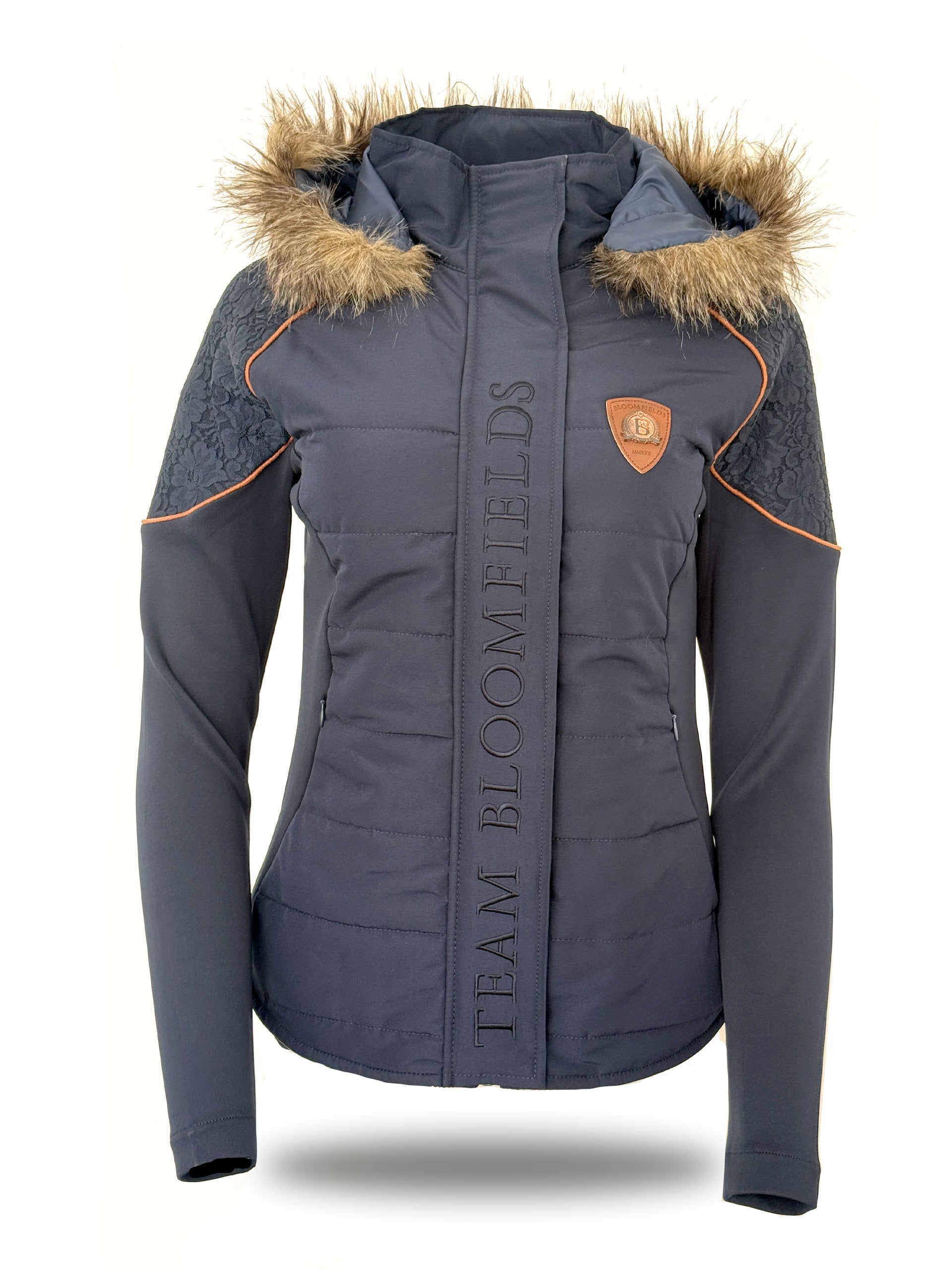 Francesca Navy & Rose Gold Lace & Fur Jacket