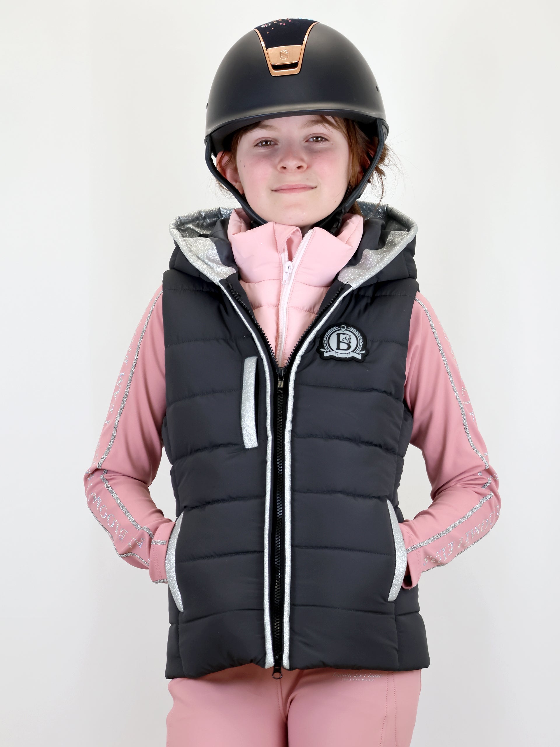 Kids Legacy Grey & Pink Gilet