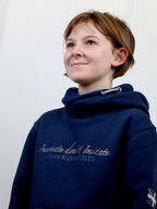 Kids Amelia Navy & Silver Rhinestones Cross Necked Hoodie