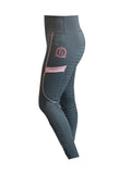 Leonora Grey & Pink Full Silicone Seat Riding Leggings