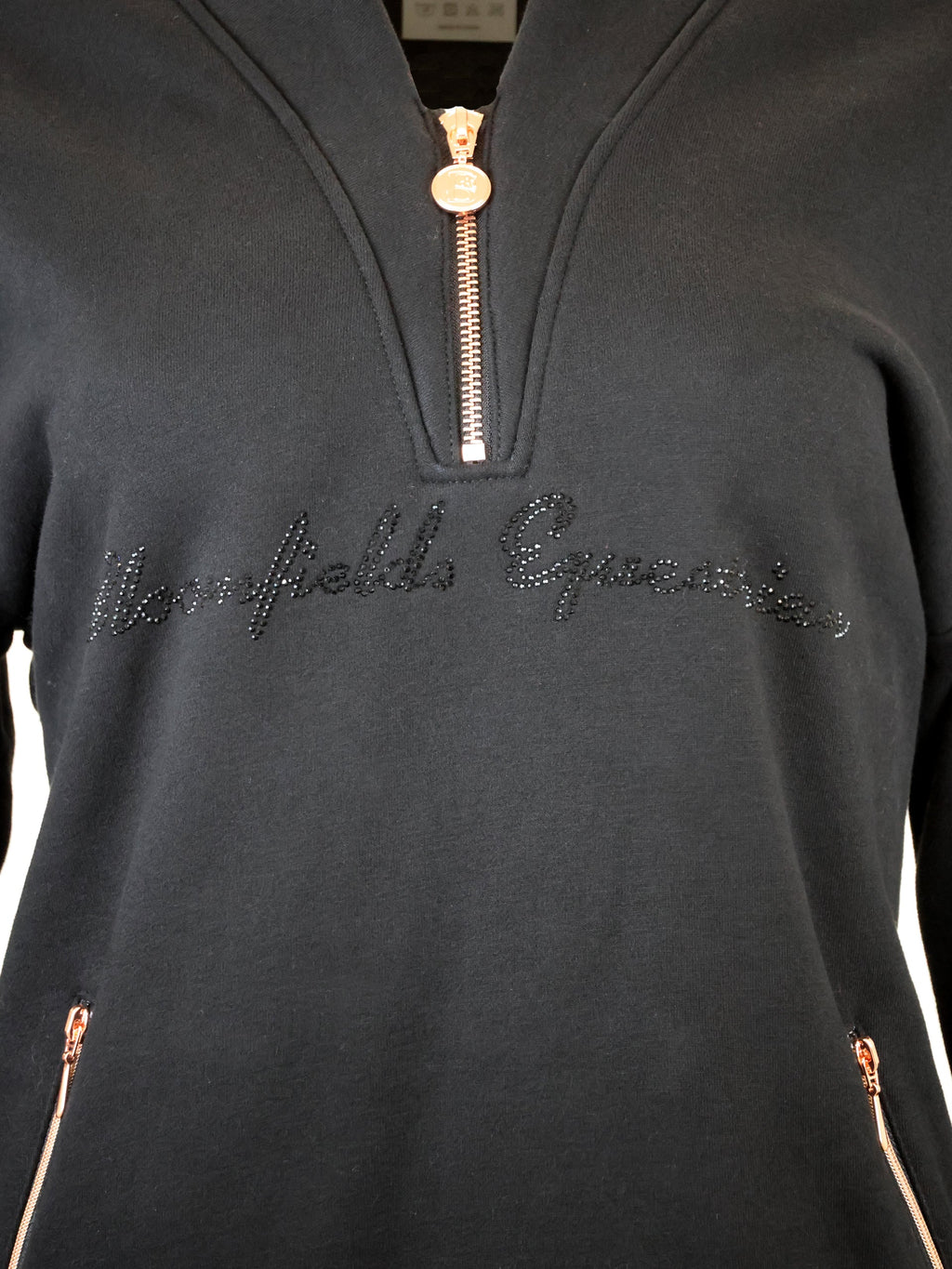 Vanessa V Neck Top In Black & Rose Gold