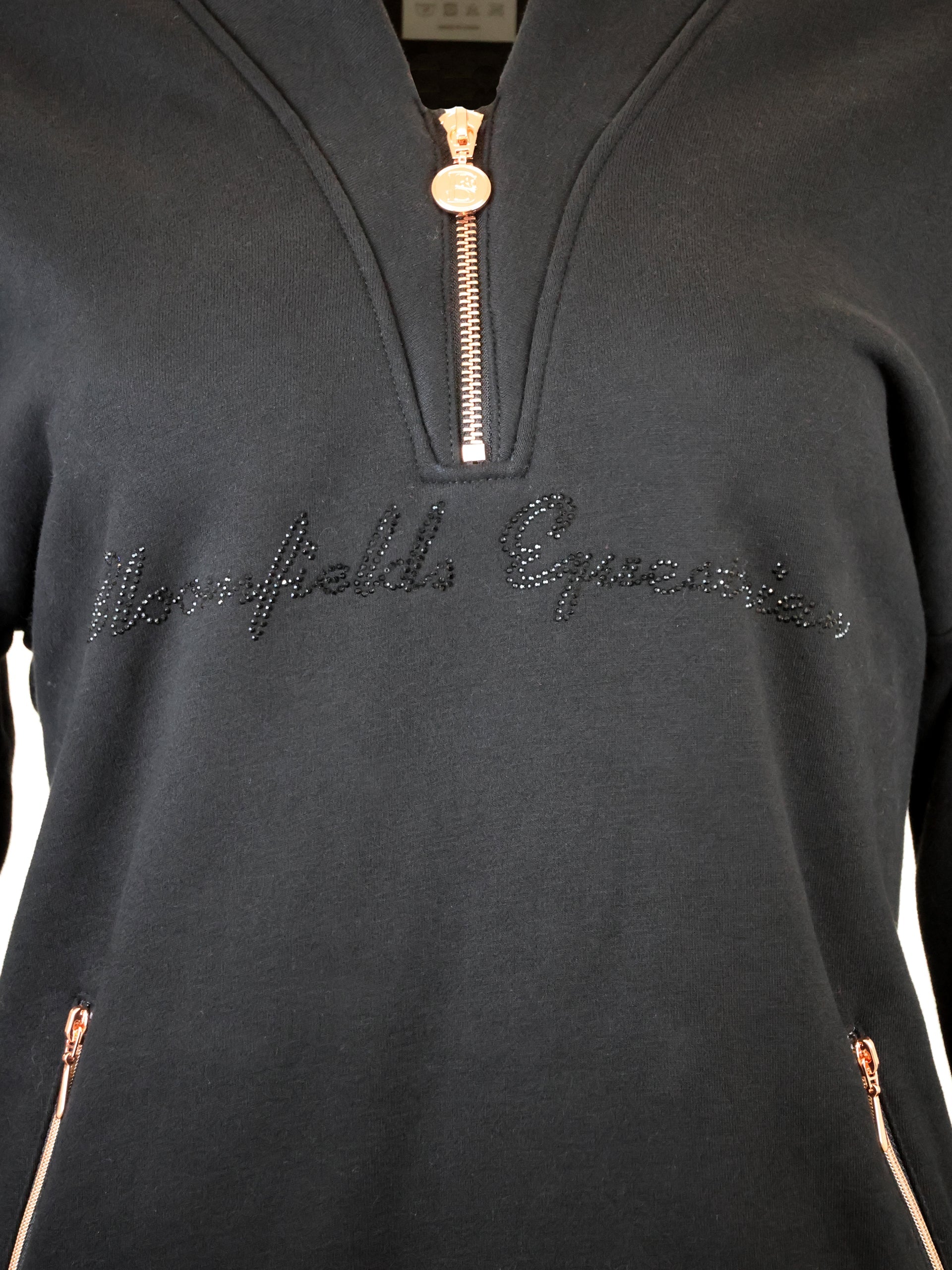 Vanessa V Neck Top In Black & Rose Gold