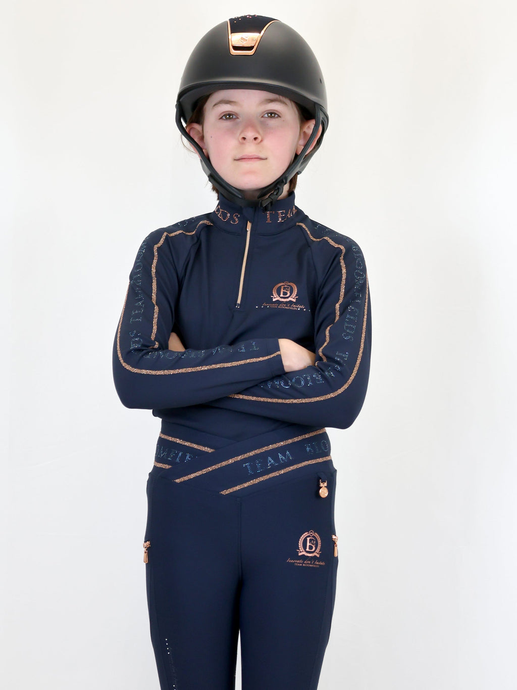 Kids Chloe Navy Crystal Base Layer With Long Sleeves