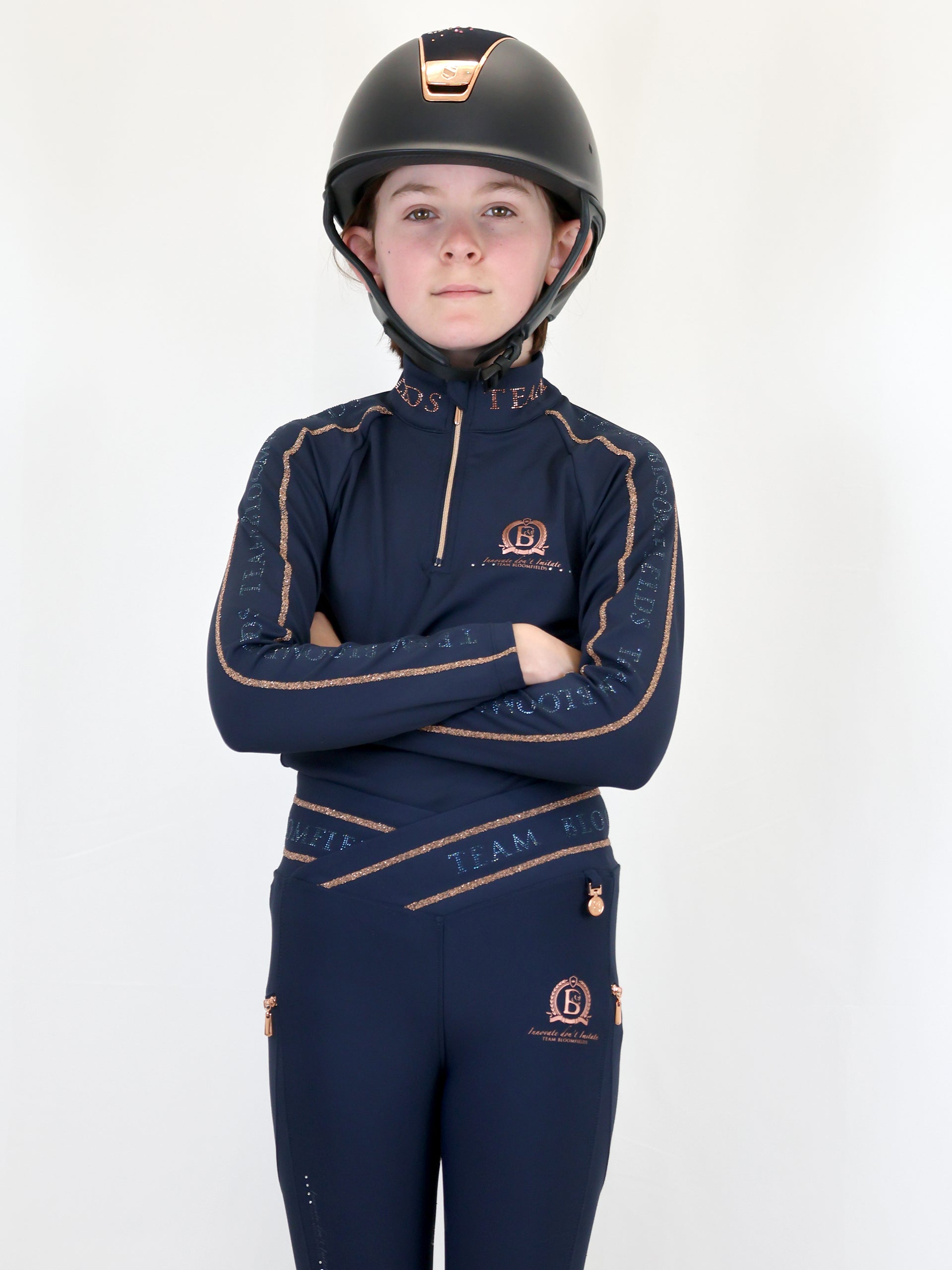 Kids Chloe Navy Crystal Base Layer With Long Sleeves