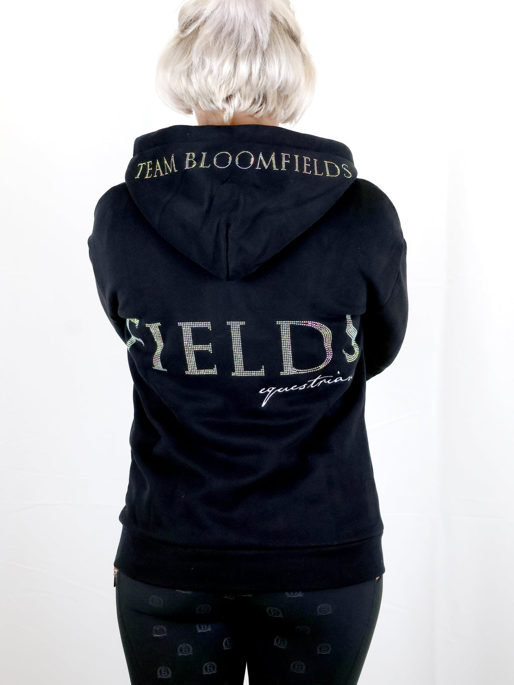 Luna - Rhinestone Logo Hoodie in Black & Silver
