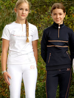 Kids Camille Crystal in Navy Quarter Zip Top