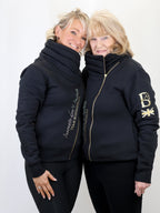 Sabrina Black & Gold Rhinestone Ruffle Collar Top