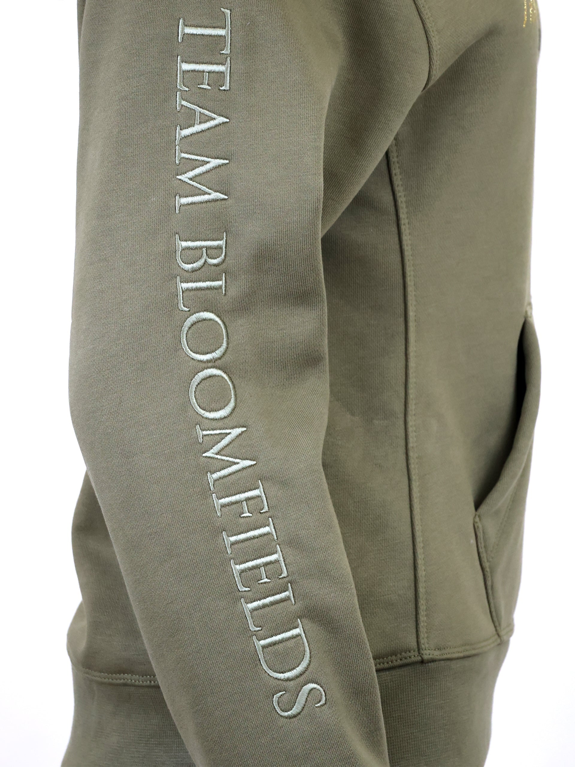 Amelia Sage & Gold Cross Necked Hoodie