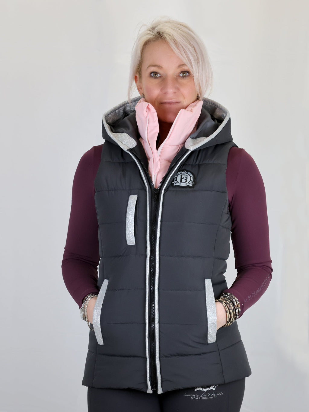 Legacy Dark Grey & Pink Gilet