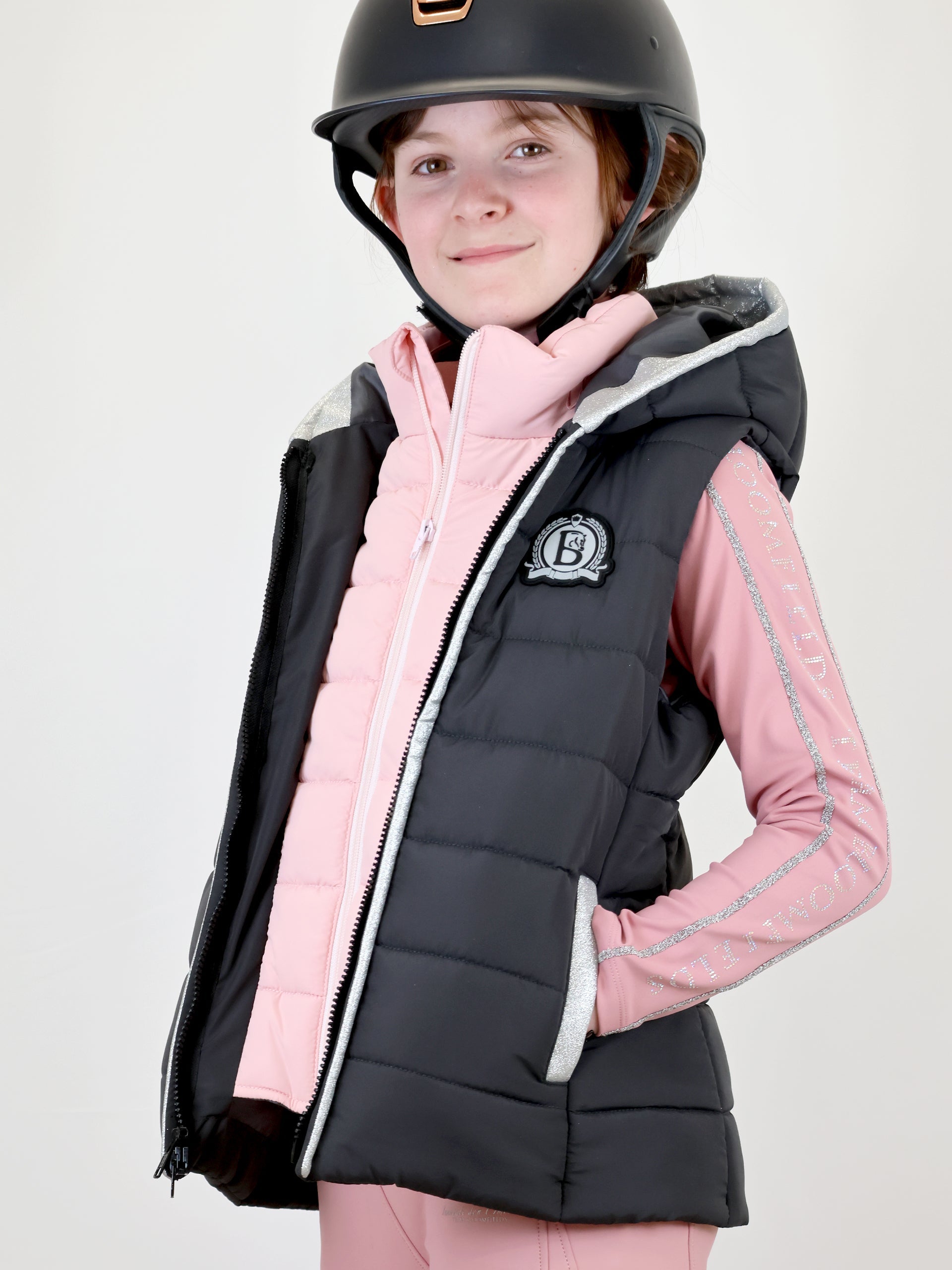 Kids Legacy Grey & Pink Gilet