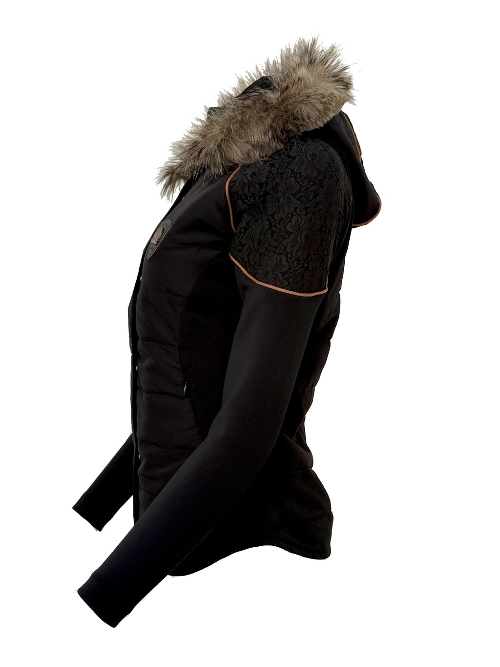 Francesca Black & Tan Lace & Fur Jacket