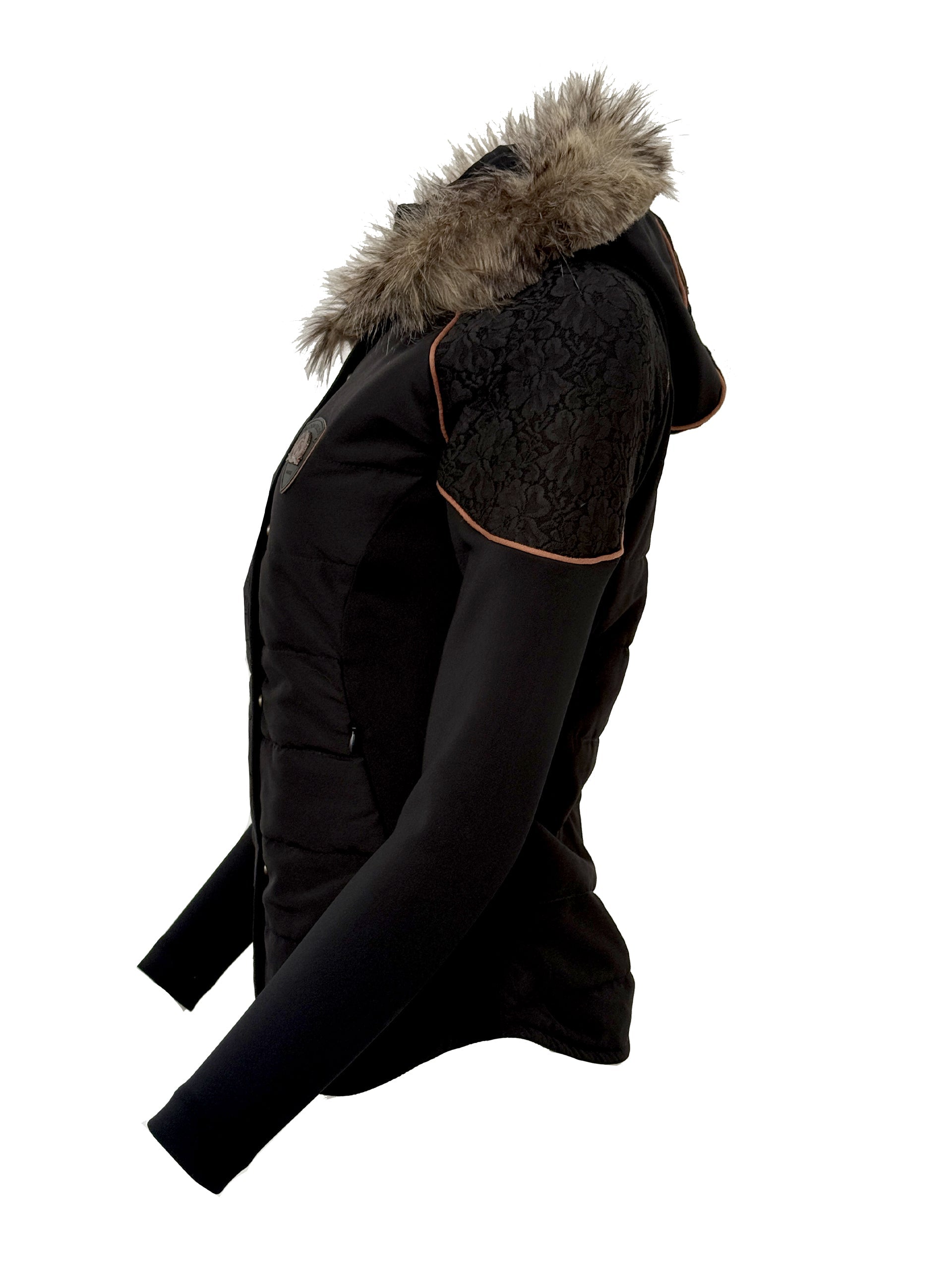 Francesca Black & Tan Lace & Fur Jacket