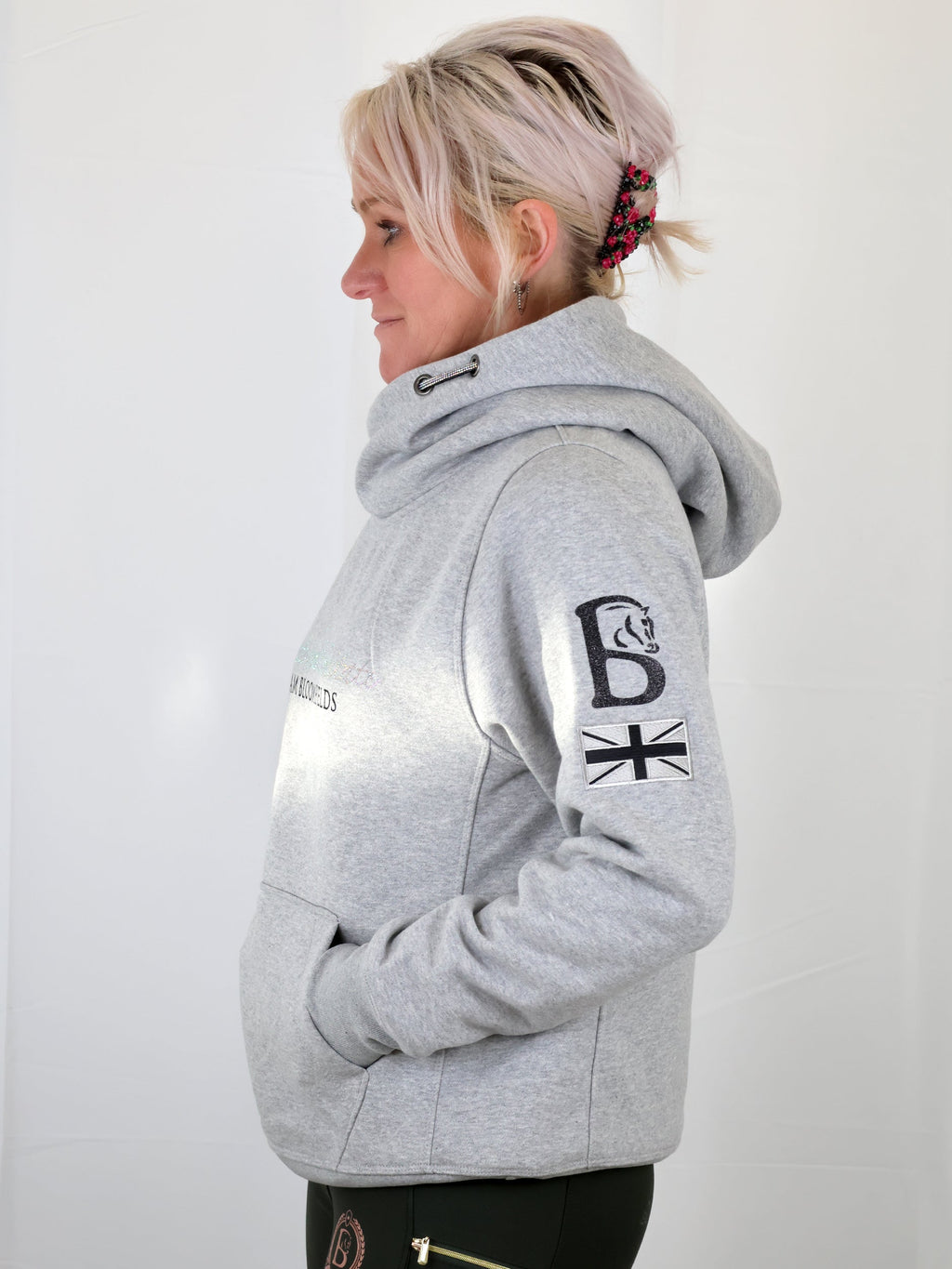 Amelia Marl Grey Cross Necked Hoodie