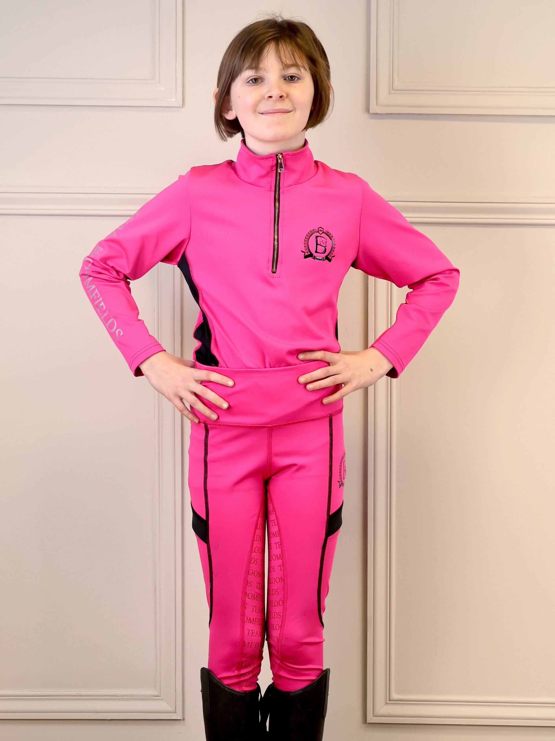 Kids Hot Pink & Black Leggings