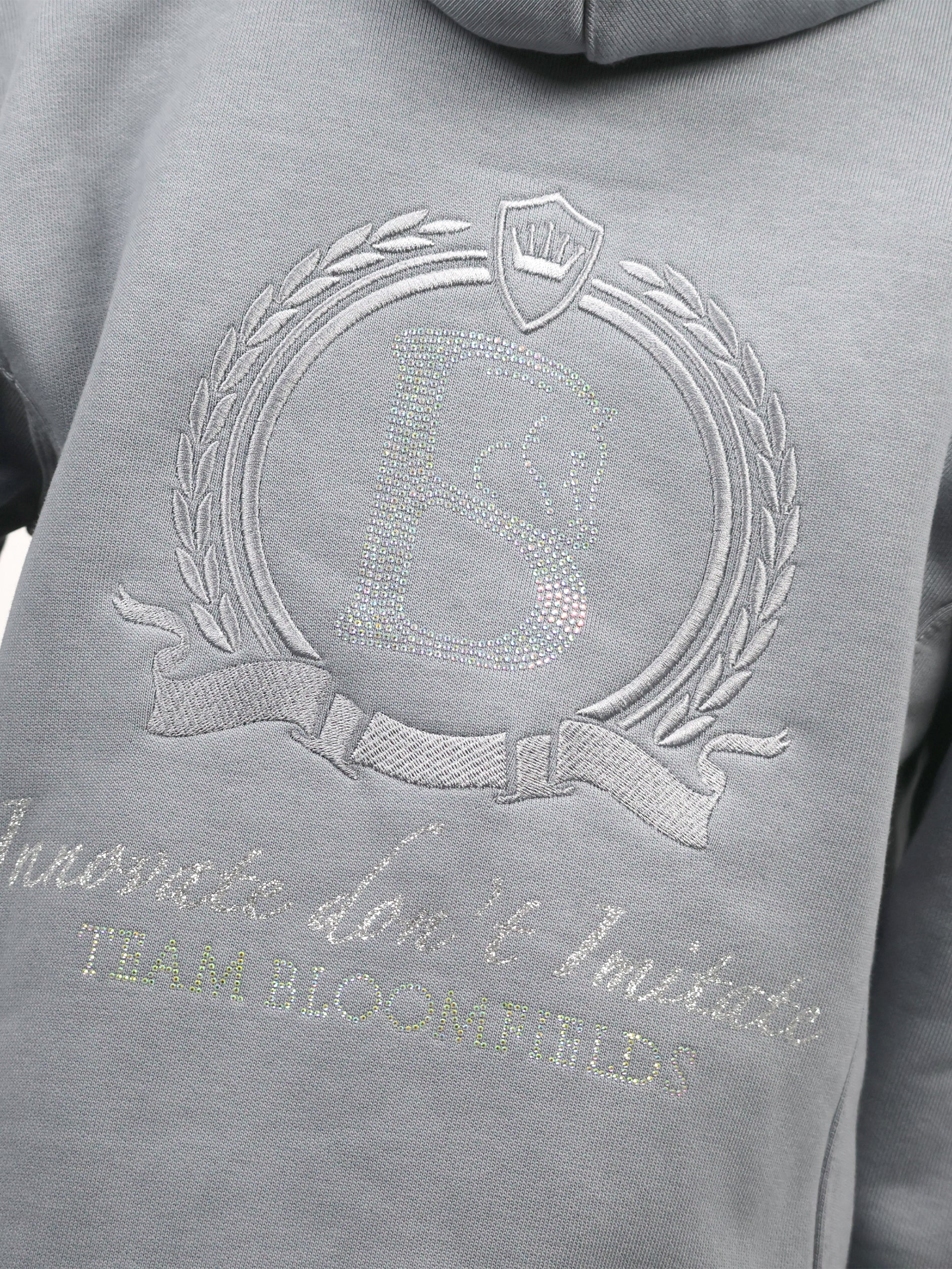 Kids Amelia Denim Grey Cross Necked Hoodie