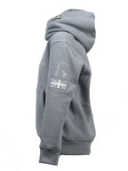 Kids Amelia Denim Grey Cross Necked Hoodie