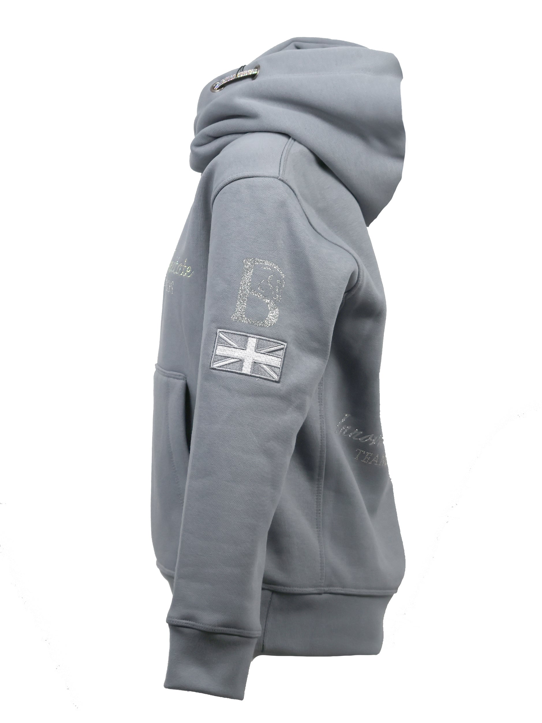 Kids Amelia Denim Grey Cross Necked Hoodie