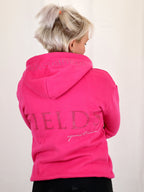 Luna - Rhinestone Logo Hoodie in Hot Pink