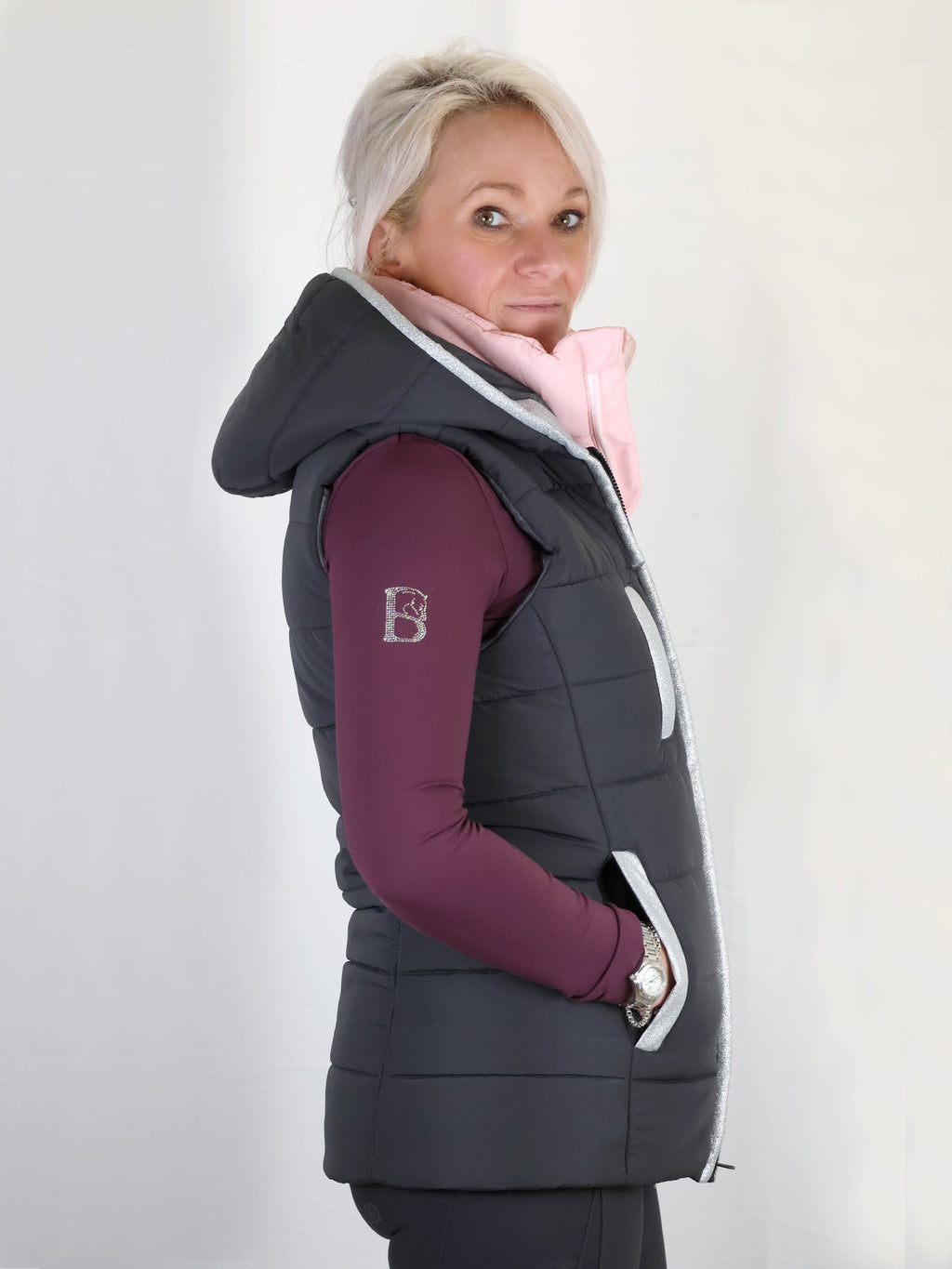 Legacy Dark Grey & Pink Gilet