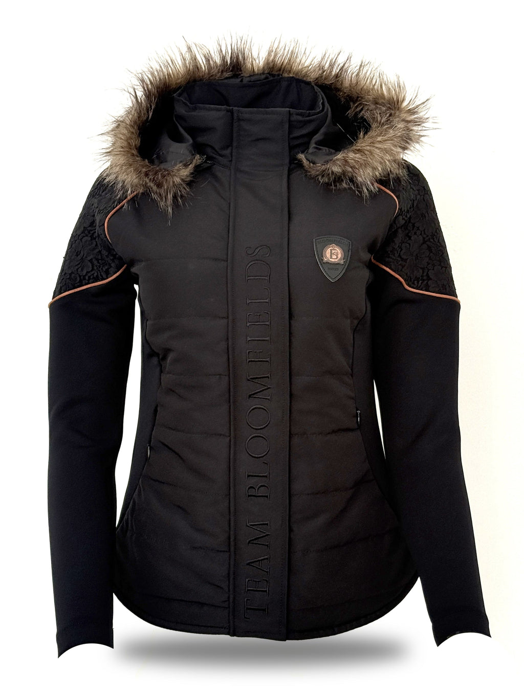 Francesca Black & Tan Lace & Fur Jacket
