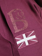 Amelia Burgundy & Rhinestones Cross Necked Hoodie