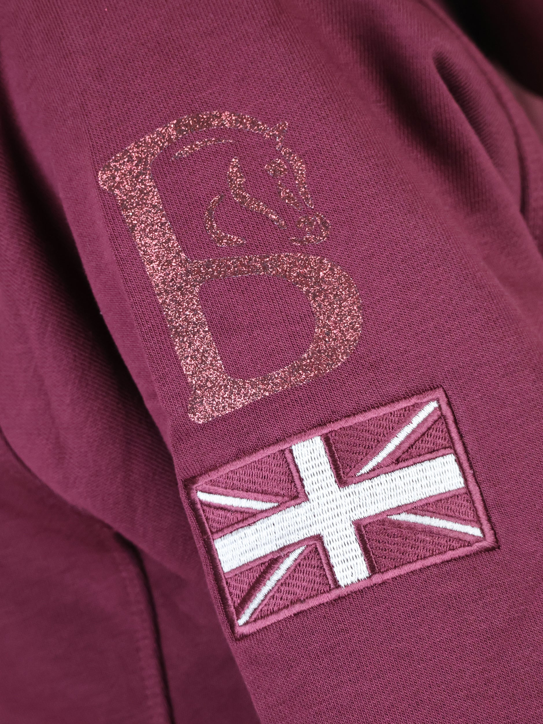 Amelia Burgundy & Rhinestones Cross Necked Hoodie