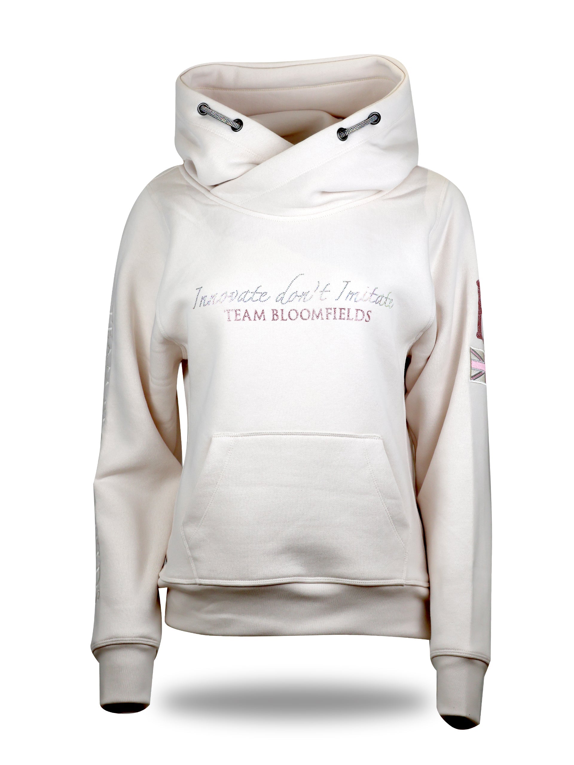 Amelia Winter White & Rhinestones Cross Necked  Hoodie