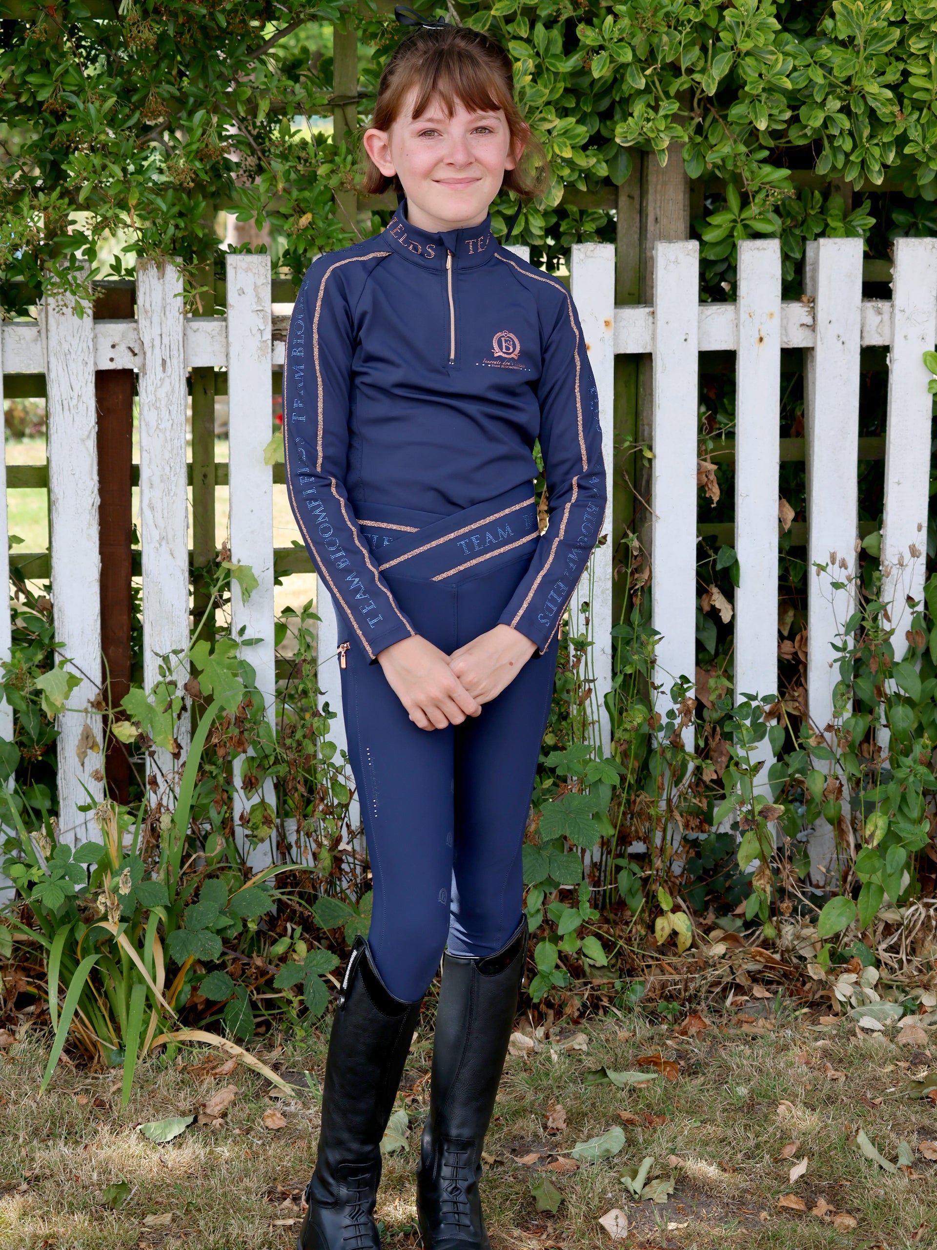Kids Chloe Navy Crystal Base Layer With Long Sleeves