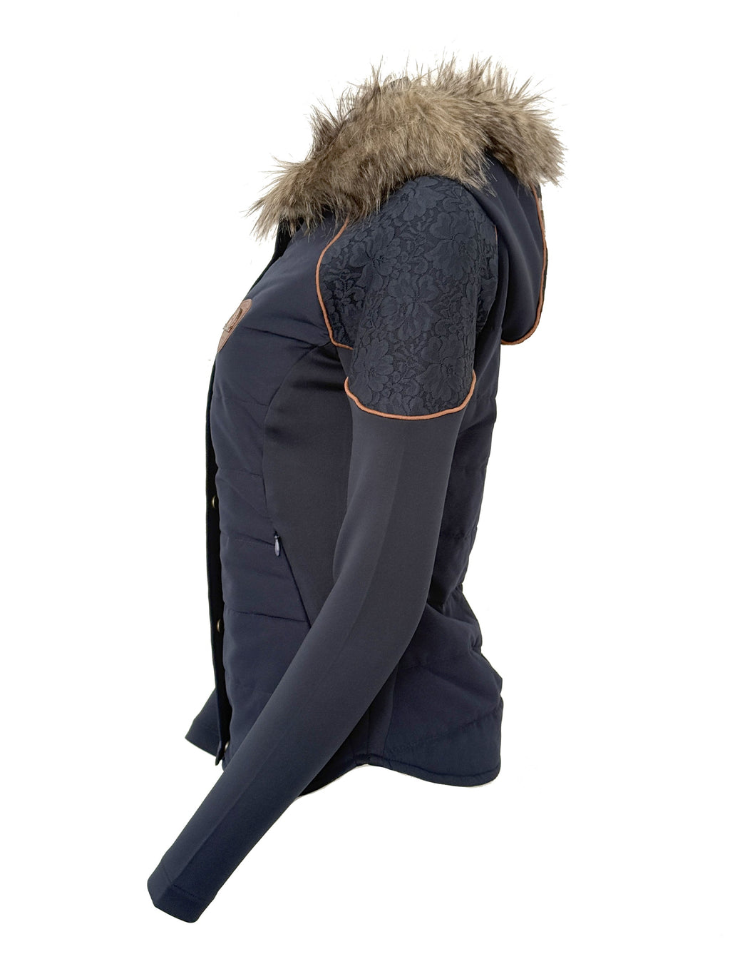 Francesca Navy & Rose Gold Lace & Fur Jacket