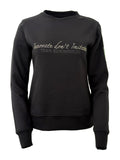 Summer Black & Black Rhinestones Crew Neck Top
