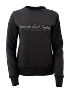Summer Black & Black Rhinestones Crew Neck Top
