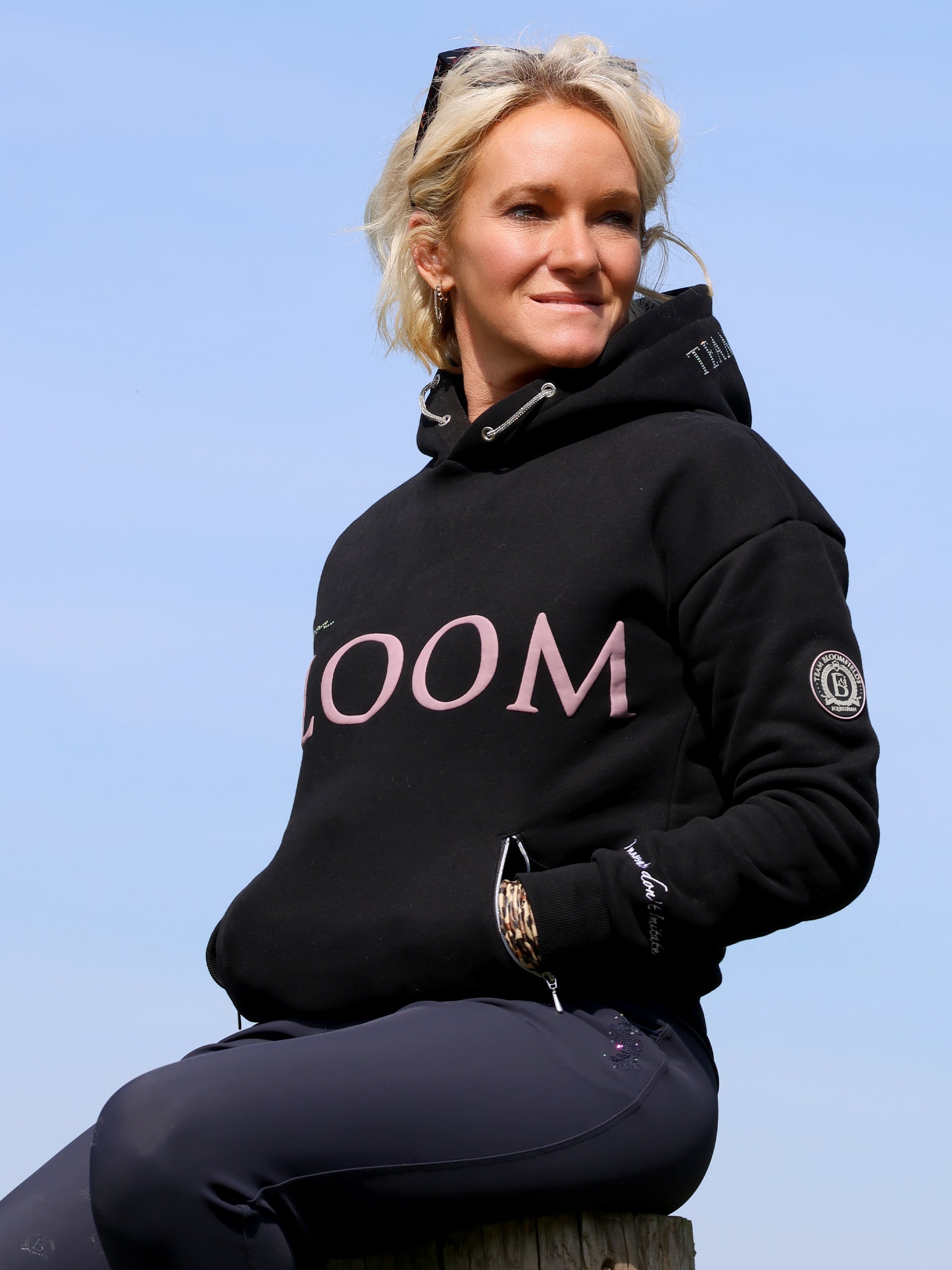 Lexi - Bubble Print Logo Hoodie in Black