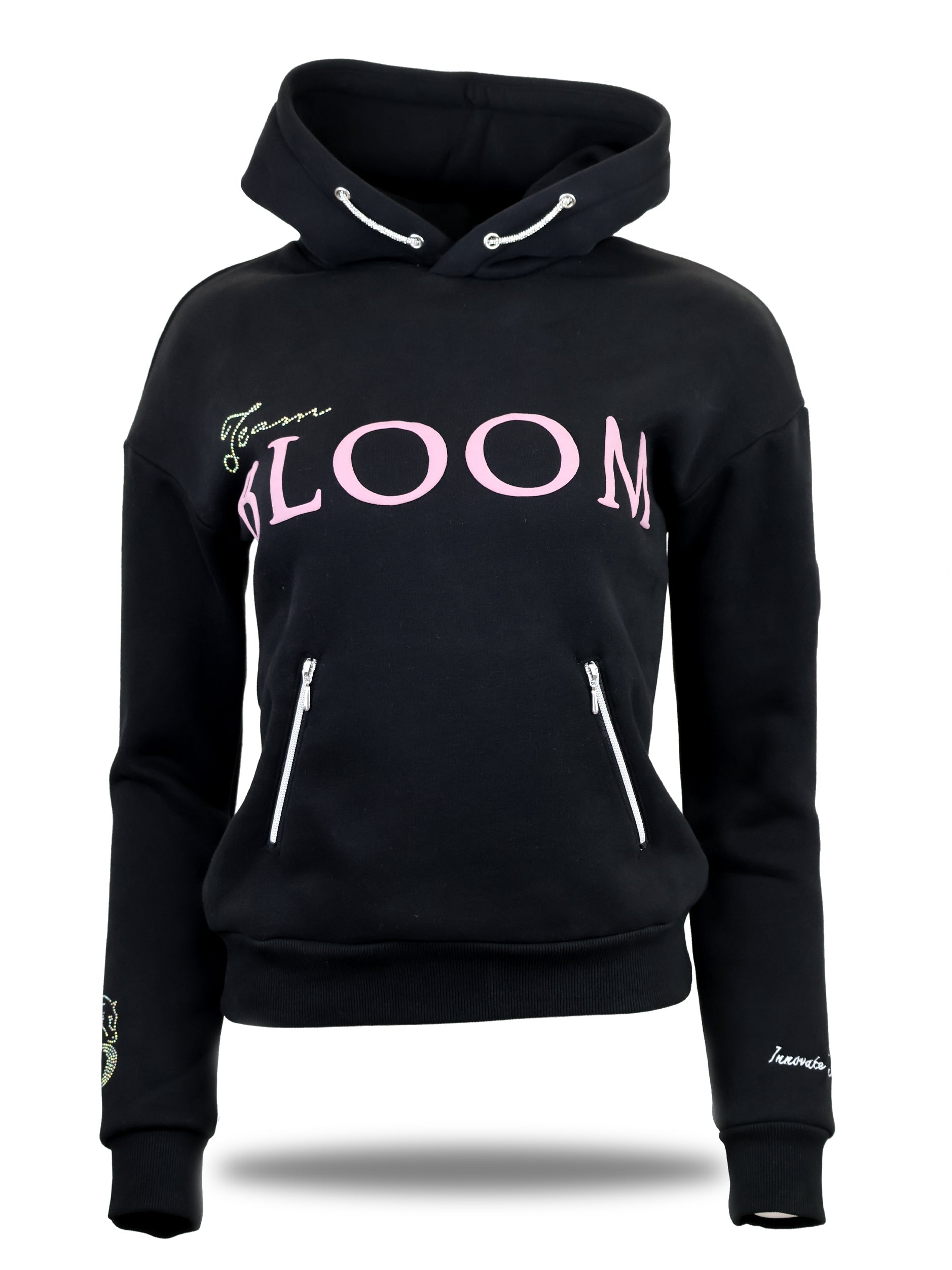 Lexi - Bubble Print Logo Hoodie in Black