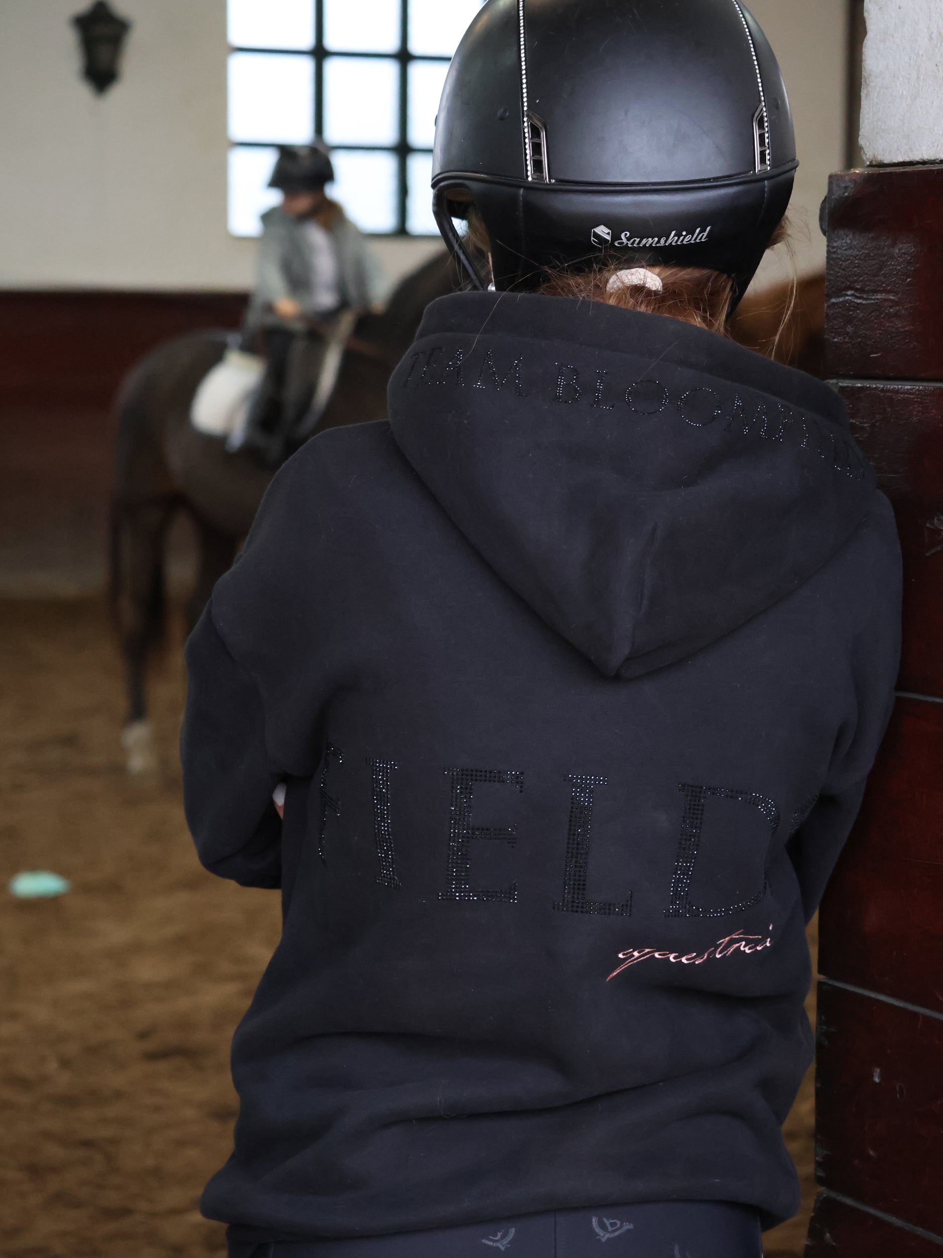 Luna - Rhinestone Logo Hoodie in Black & Rose Gold