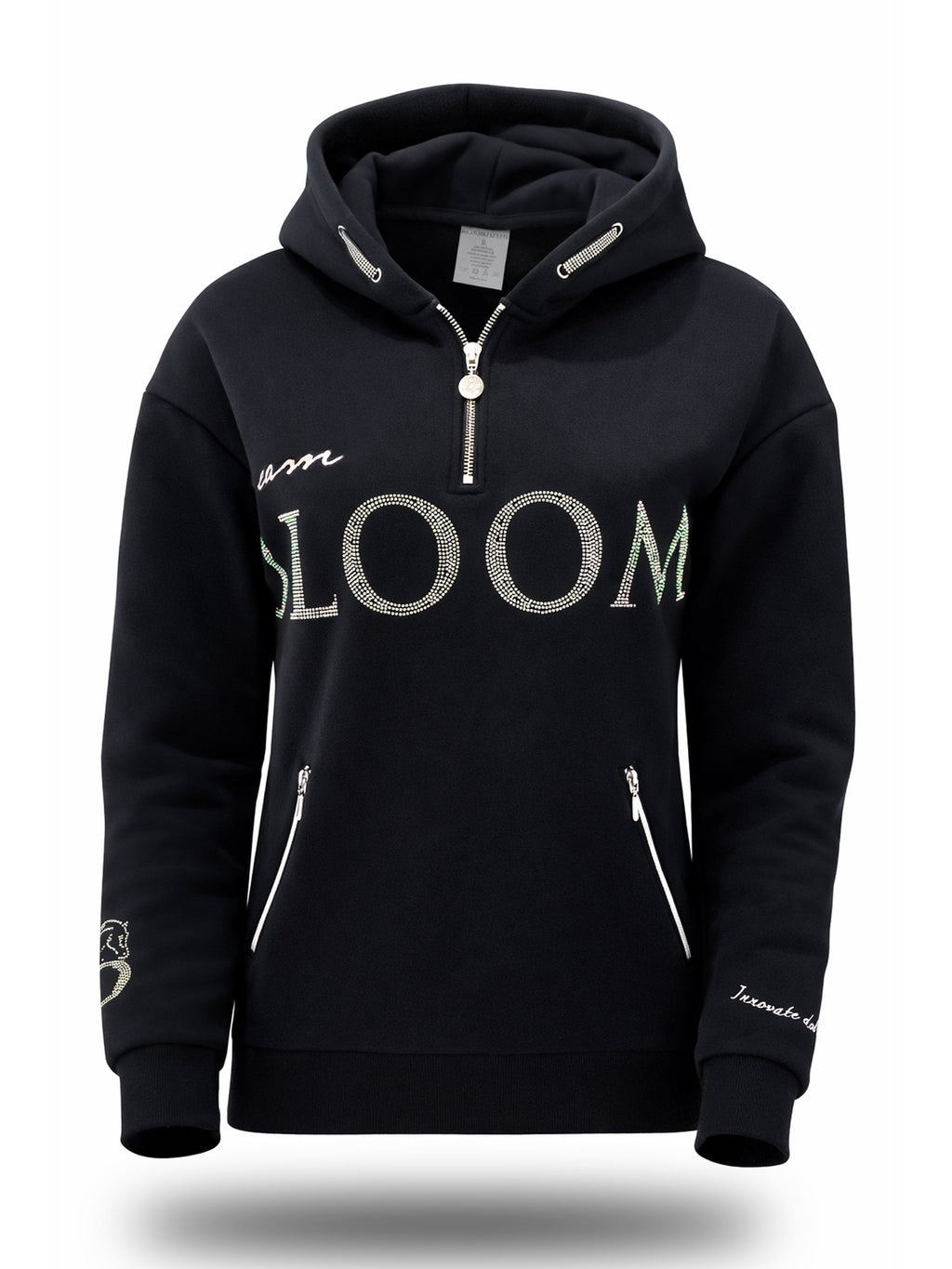 Kids Luna - Rhinestone Logo Hoodie in Black & Silver