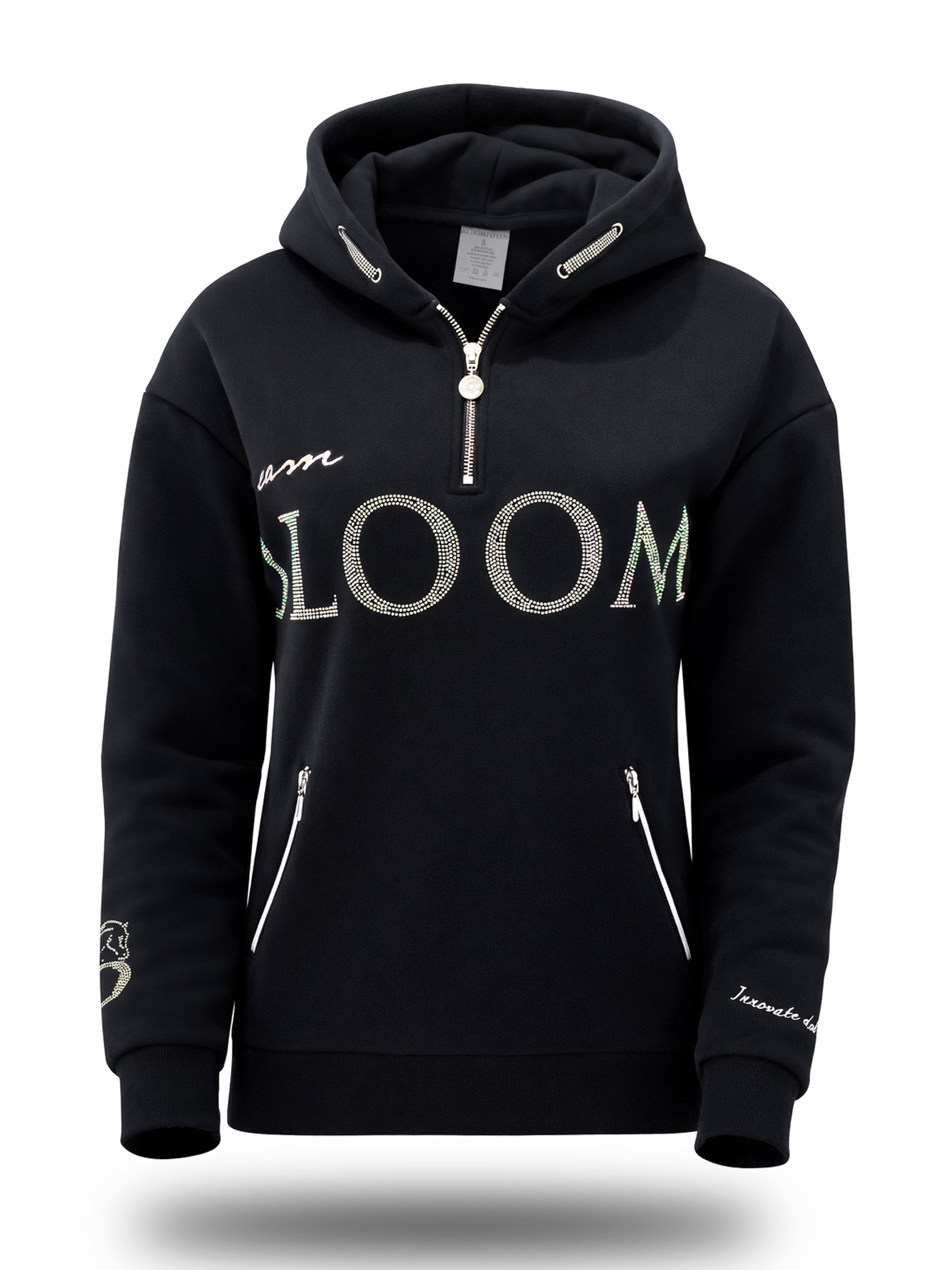 Kids Luna - Rhinestone Logo Hoodie in Black & Silver