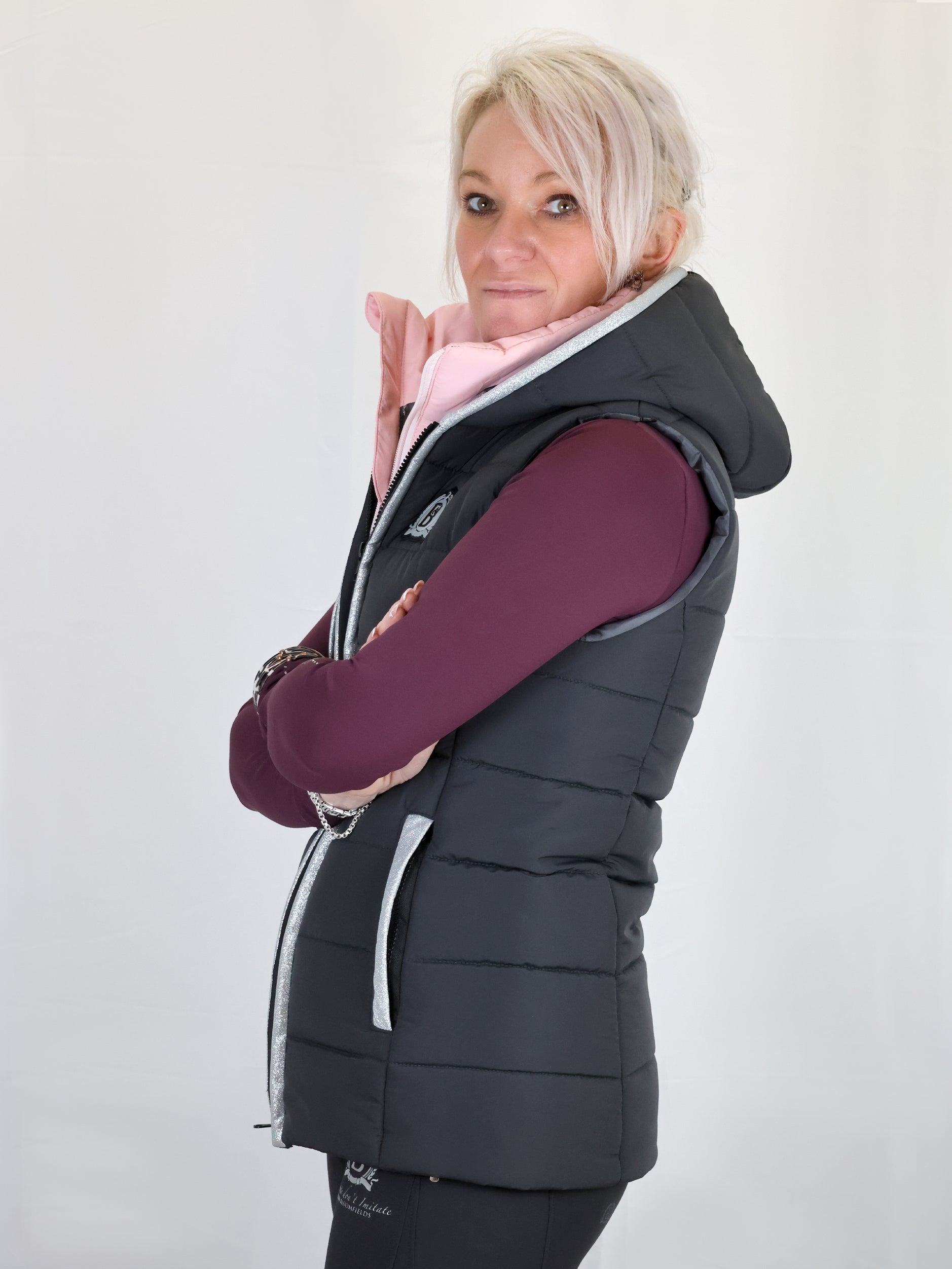 Legacy Dark Grey & Pink Gilet