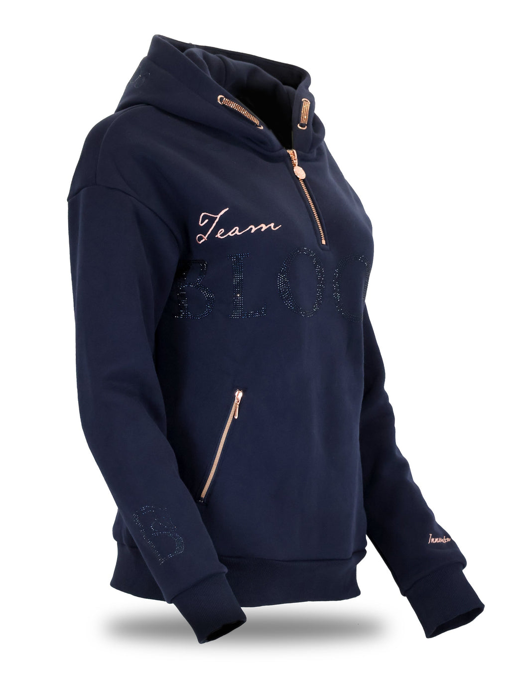 Luna - Rhinestone Logo Hoodie in Navy