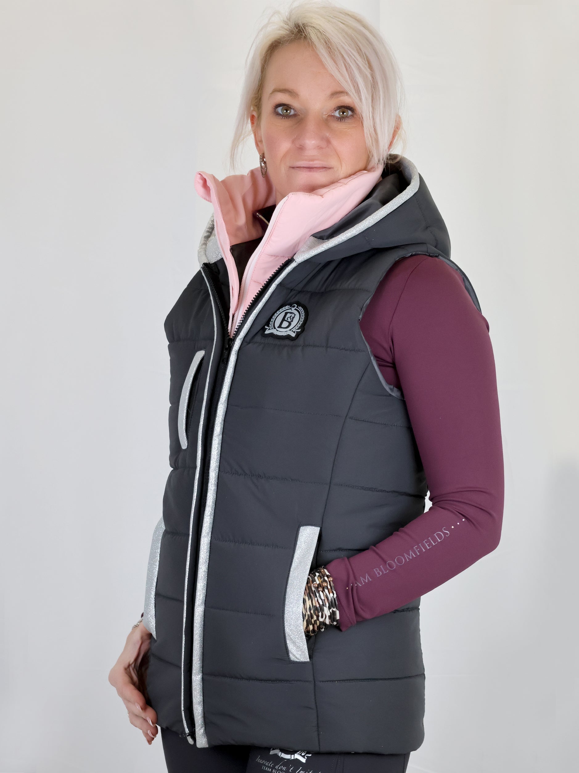 Legacy Dark Grey & Pink Gilet
