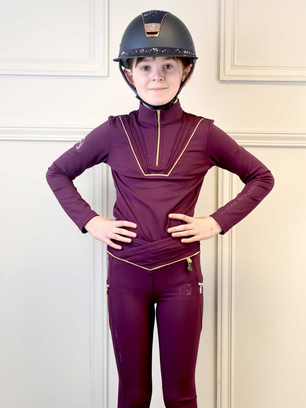 Kids Maya Mulberry Pleated Leggings