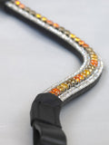 Browband- Multi Copper, Amber & Silver Crystal V Shape in Black Leather