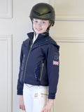 Kids Freya Navy Double Collar Showerproof Jacket