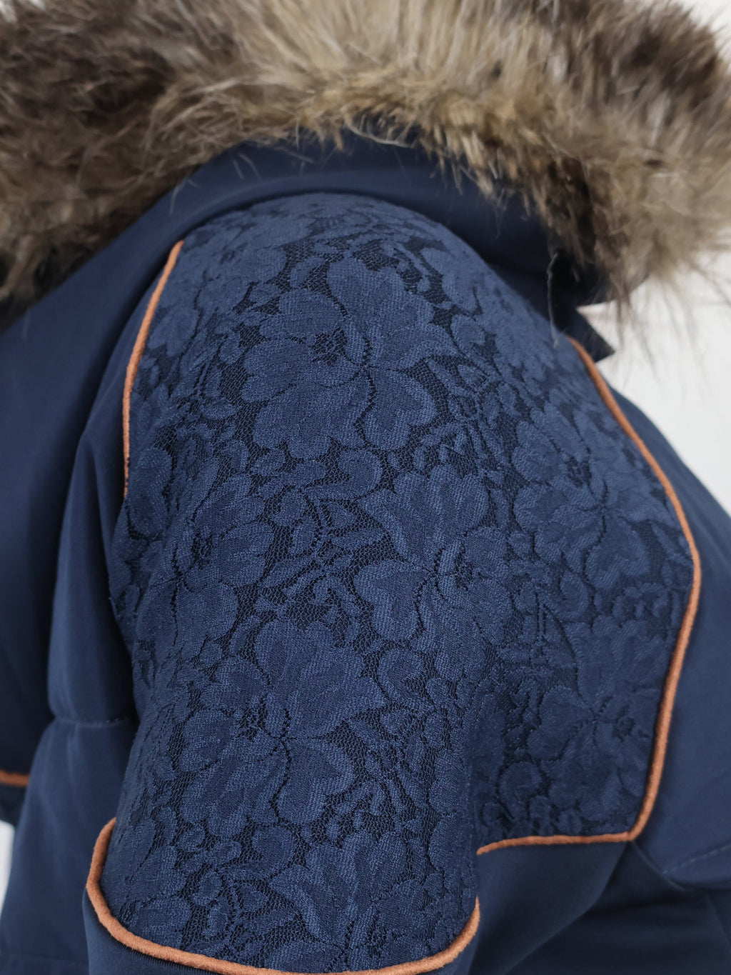 Francesca Navy & Rose Gold Lace & Fur Jacket