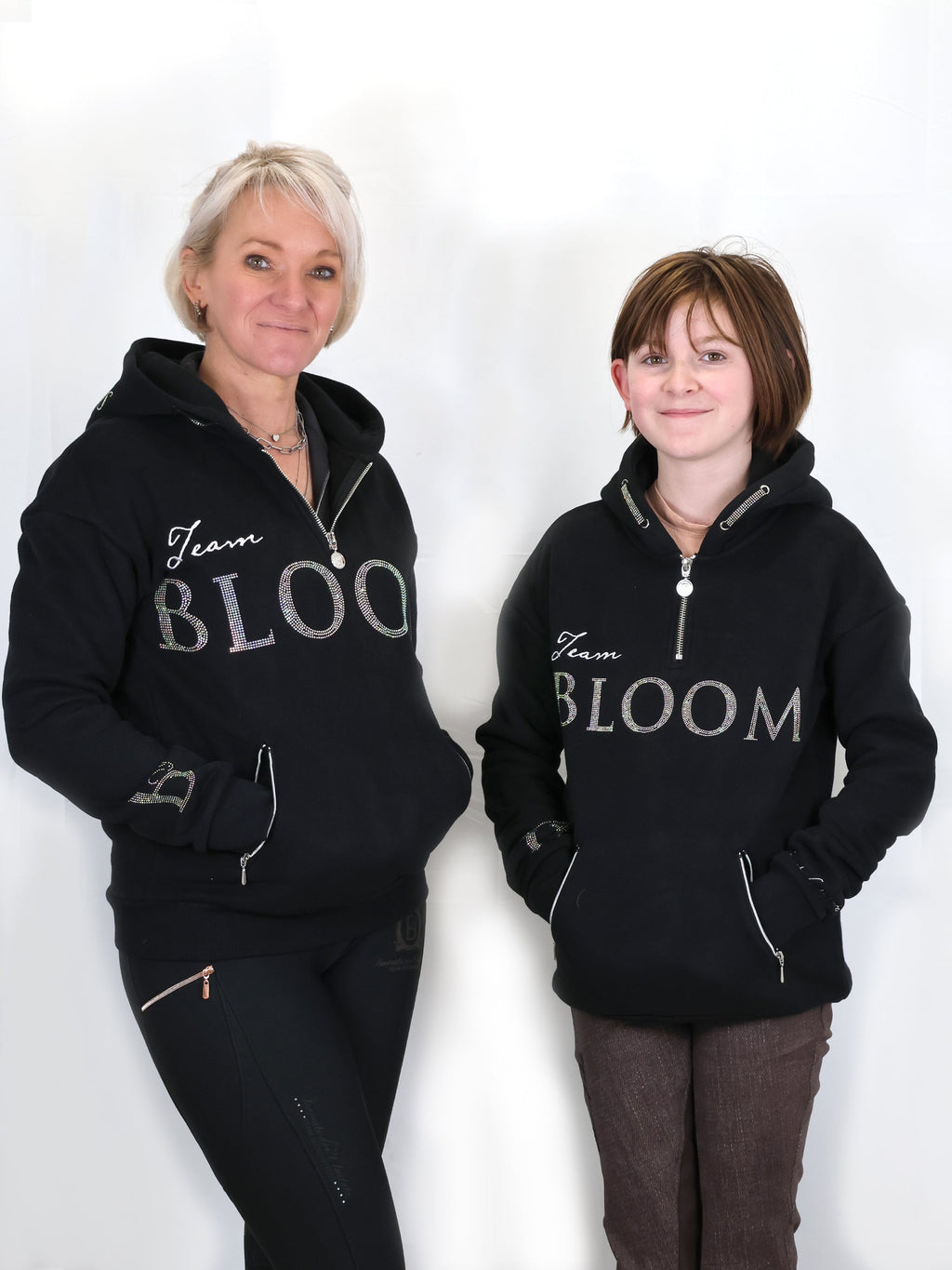 Kids Luna - Rhinestone Logo Hoodie in Black & Silver