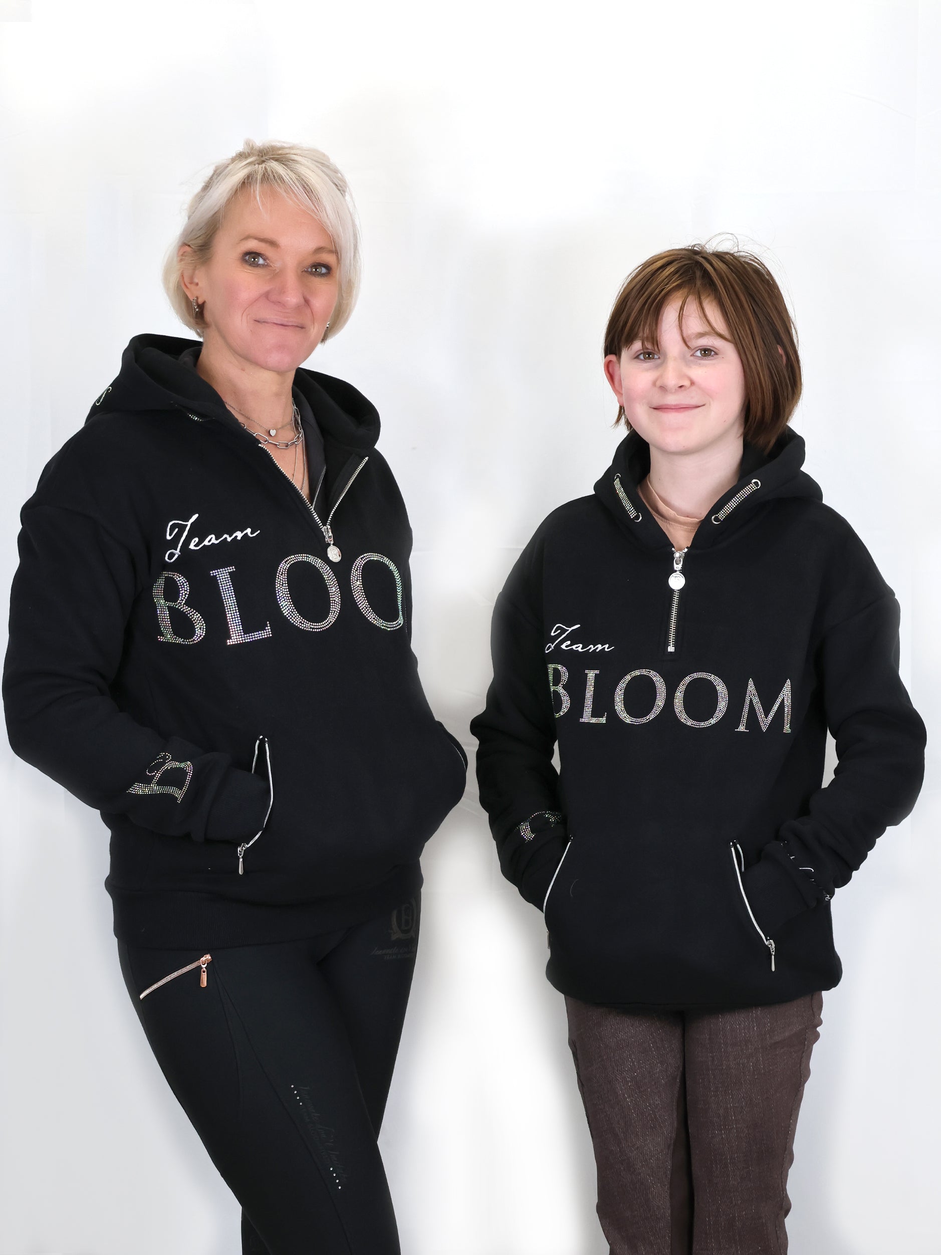 Kids Luna - Rhinestone Logo Hoodie in Black & Silver