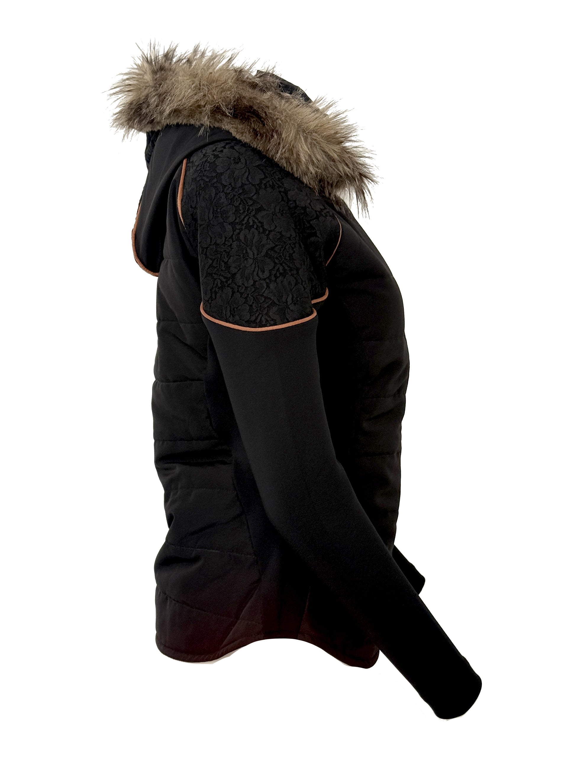 Francesca Black & Tan Lace & Fur Jacket
