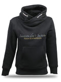 Kids Amelia Black With Rhinestones & Gold Cross Necked Hoodie