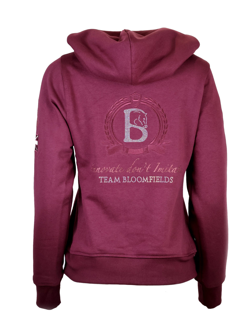 Amelia Burgundy & Rhinestones Cross Necked Hoodie
