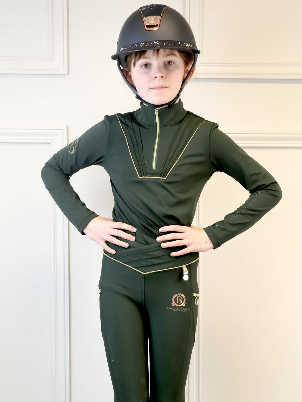 Kids Maya Olive Pleated leggings